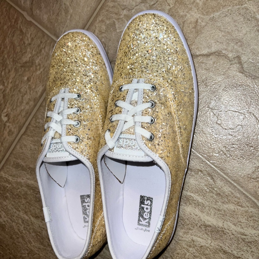 Keds Gold Glitter Sneakers with White Accents